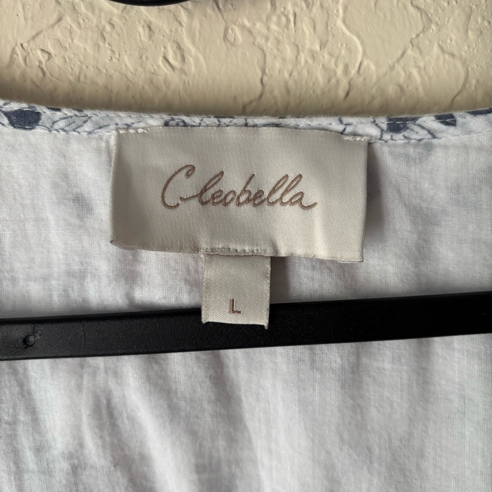 Cleobella | Women's Organic Cotton Floral Cropped 3/4 Sleeve Blouse Size Large - Picture 6 of 9